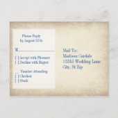Carte vintage Crème Bleu Rustique Mariage RSVP POS (Dos)