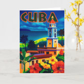 Carte Vintage Cuba (Fleur jaune)