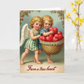 Carte vintage Cupid Hearts (Fleur jaune)