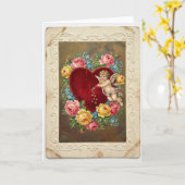 Carte Vintage Cupid Love Valentine Card (Fleur jaune)