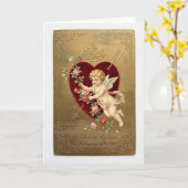 Carte Vintage Cupid Valentine Card (Fleur jaune)