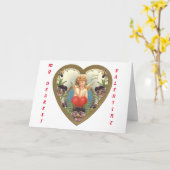 Carte Vintage Cupidé Dans Le Coeur (Fleur jaune)