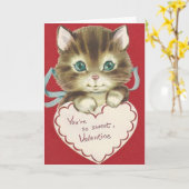 Carte Vintage Cute Kitten Valentine's Day (Fleur jaune)