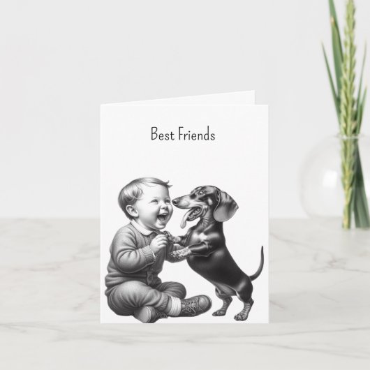 Carte Vintage Dachshund meilleur ami (Devant)
