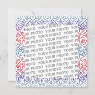 Carte Vintage Damask Wallpaper - bleu violet rouge