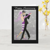 Carte vintage d'anniversaire de danseurs (Fleur jaune)