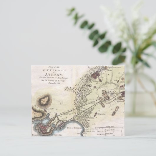 Carte vintage d'Athènes (1784) (Debout devant)