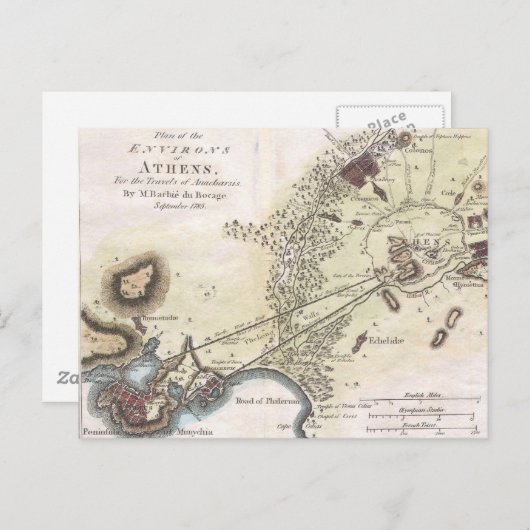 Carte vintage d'Athènes (1784) (Devant / Derrière)