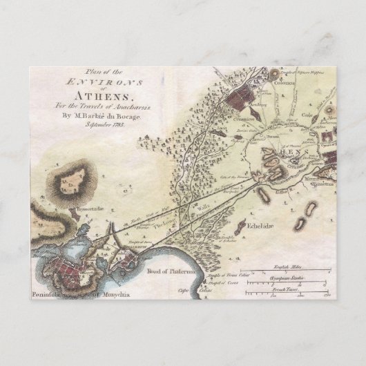 Carte vintage d'Athènes (1784) (Devant)