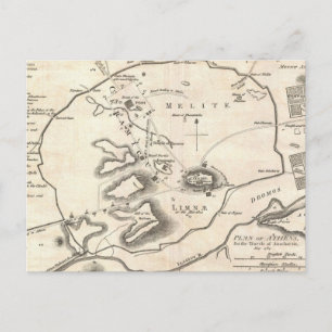 Carte vintage d'Athènes Grèce (1784)