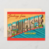 Carte vintage de Baltimore MD (Devant / Derrière)