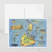 Carte vintage de Block Island, Rhode Island (Devant / Derrière)