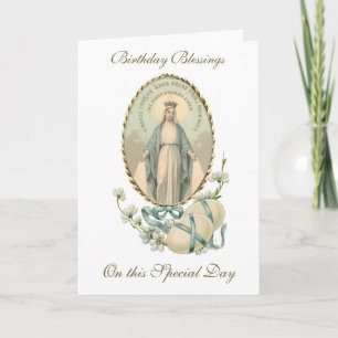 Carte vintage de bonne fête religieuse Vierge Mari