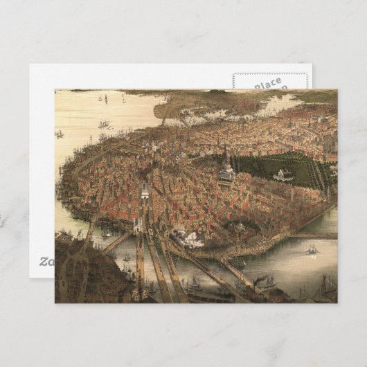 Carte vintage de Boston (1877) (Devant / Derrière)