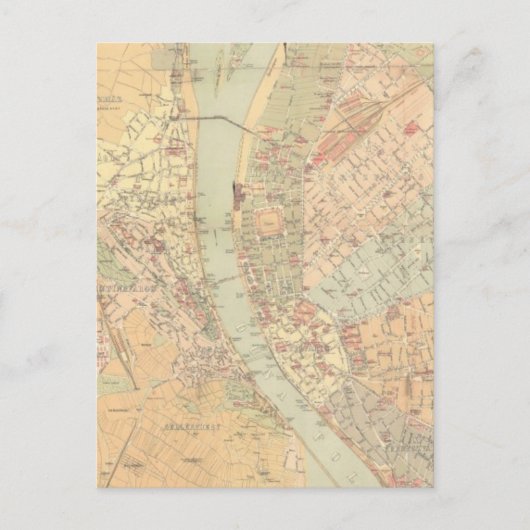 Carte vintage de Budapest Hongrie (1884) (Devant)