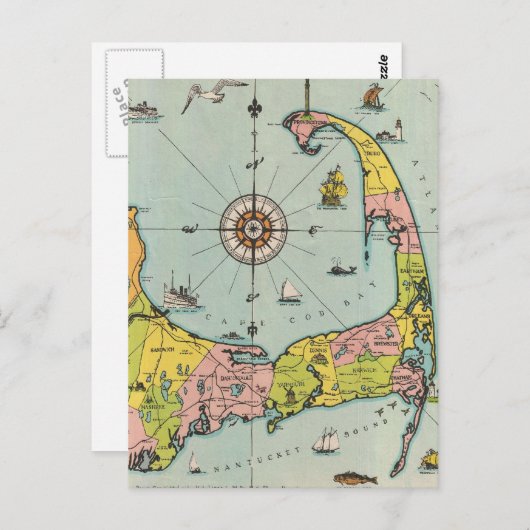 Carte vintage de Cape Cod (Devant / Derrière)