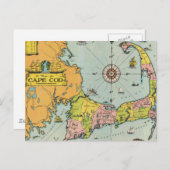 Carte vintage de Cape Cod (Devant / Derrière)