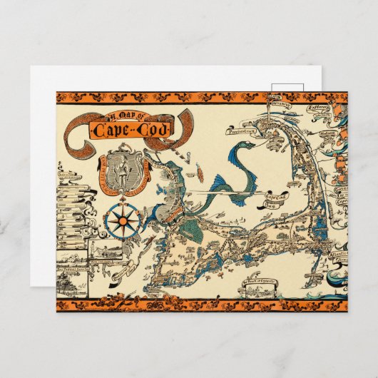 Carte vintage de Cape Cod (Devant / Derrière)