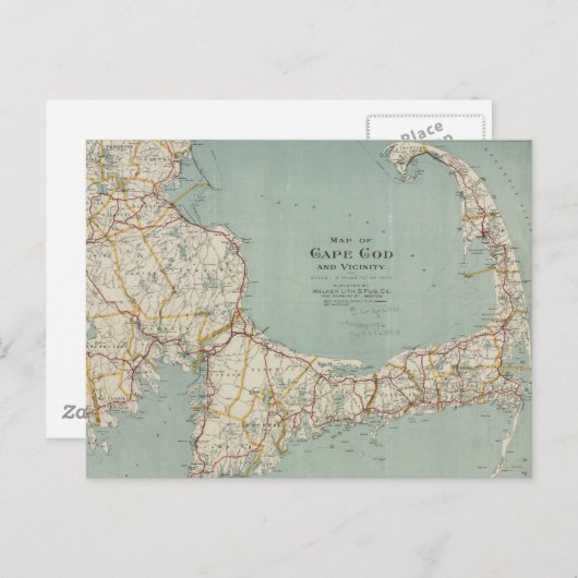 Carte vintage de Cape Cod (1917) (Devant / Derrière)