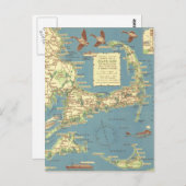 Carte vintage de Cape Cod (1940) (Devant / Derrière)