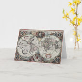 Carte vintage de carte du monde (Fleur jaune)