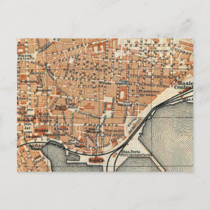 Carte vintage de Catane Italie (1905)