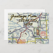 Carte Vintage de Cedar City UT (Devant / Derrière)