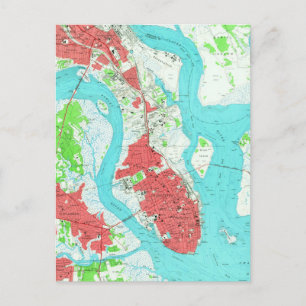 Carte vintage de Charleston Caroline du Sud (1958)