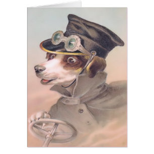 Carte vintage de chauffeur de chien