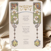 Carte vintage de cuisine Mariage Art nouveau