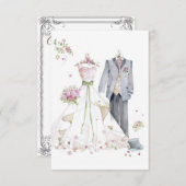 carte vintage de faire-part de mariage (Devant / Derrière)