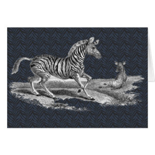 Carte vintage de faune de zèbre et de poulain