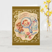 Carte vintage de félicitations pour bébé (Fleur jaune)