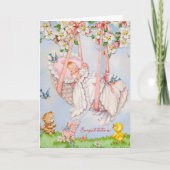 Carte vintage de félicitations pour bébé (Devant)