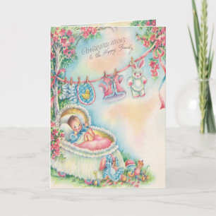 Carte Vintage de félicitations pour bébé 1948