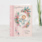 Carte vintage de Félicitations pour bébé pour fill (Devant)