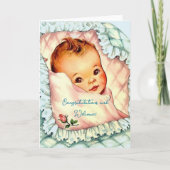 Carte vintage de félicitations pour bébé pour garç (Devant)