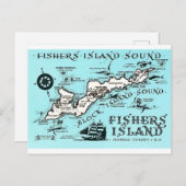 Carte vintage de Fishers Island NY (Devant / Derrière)