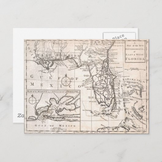 Carte vintage de Floride (1763) (Devant / Derrière)