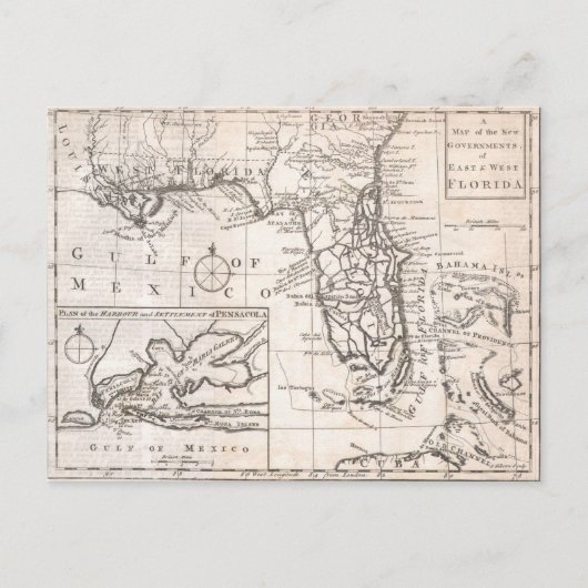 Carte vintage de Floride (1763) (Devant)