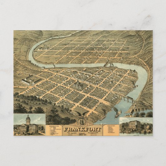 Carte vintage de Frankfort Kentucky (Devant)
