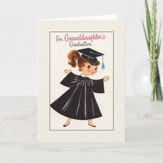 Carte vintage de graduation pour petite-fille (Devant)