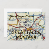 Carte Vintage de Great Falls MT (Devant / Derrière)
