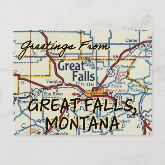 Carte Vintage de Great Falls MT (Devant)