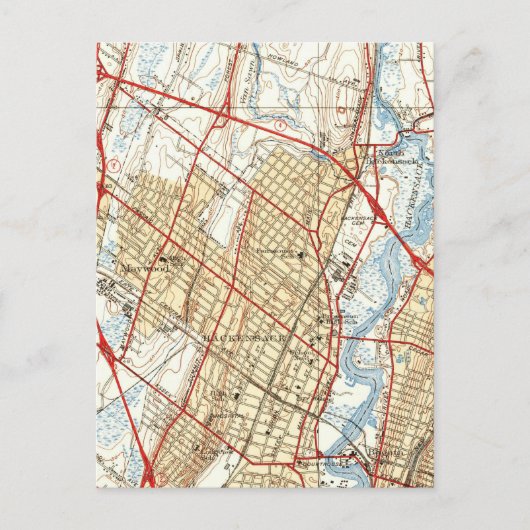 Carte vintage de Hackensack NJ (1940) (Devant)