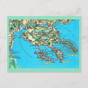 Carte vintage de Halkidiki Grèce Carte postale