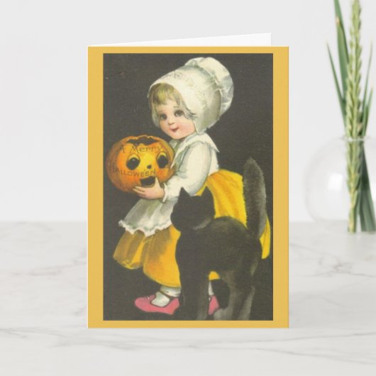 Carte vintage de Halloween de chat noir de (Devant)