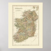 Carte vintage de Irlande 1862 Poster (Devant)