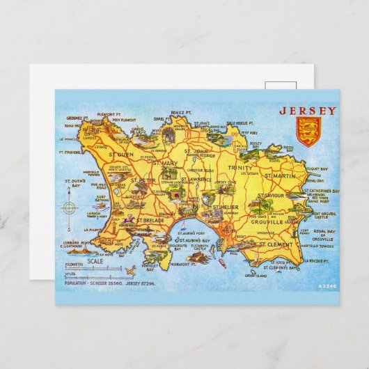 Carte vintage de Jersey (Devant / Derrière)