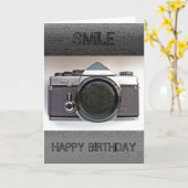 Carte vintage de joyeux anniversaire de sourire (Fleur jaune)